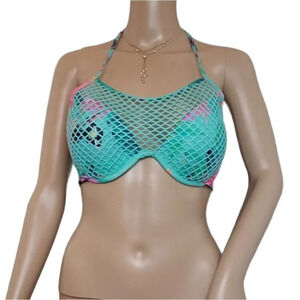Shade & Shore Mesh High Neck Bikini Top Net 34C